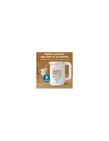 Grunkel HV-18CWPBL tetera eléctrica 1,8 L 1500 W Transparente, Blanco