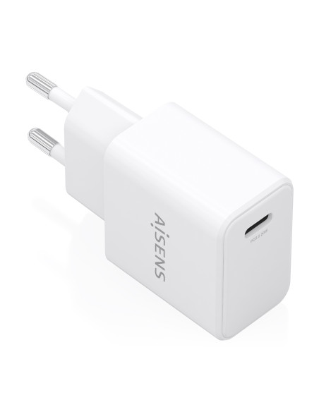 AISENS Cargador GaN USB-C PD3.0 1xUSB-C 20W, Blanco