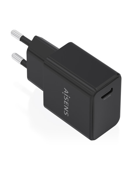 AISENS Cargador GaN USB-C PD3.0 1xUSB-C 20W, Negro
