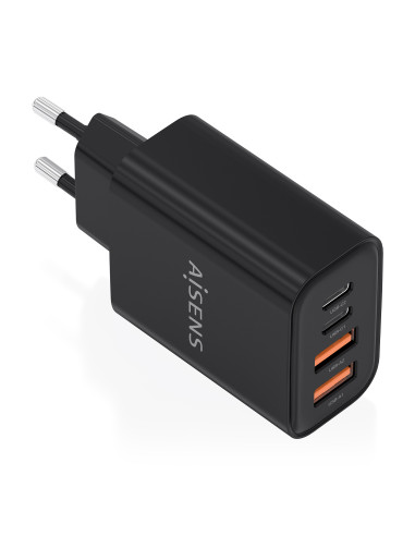 AISENS Cargador GaN 32W, 2xUSB-C PD3.0, 2xUSB-A, Negro