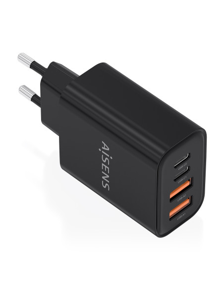 AISENS Cargador GaN 32W, 2xUSB-C PD3.0, 2xUSB-A, Negro