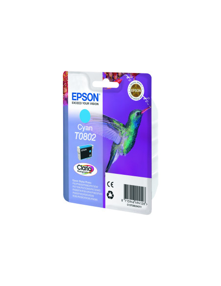 Cartucho Epson Hummingbird T0802 cian etiqueta RF C13T08024021
