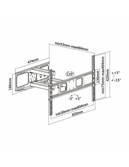 SOPORTE PARED TV MONITOR AISENS 37-70 40KG INCLINABLE/GIRATORIO