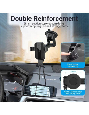 SOPORTE VENTION KCOB0 COCHE PARA SMARTPHONE 4.7-7.32 VENTOSA BLACK
