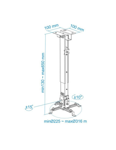 SOPORTE PROYECTOR TOOQ TECHO INCLINABLE WHITE