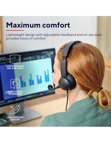 AURICULARES + MICROFONO TRUST AYDA HEADSET PC AUX BLACK