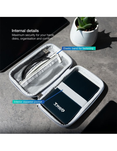 FUNDA TOOQ PARA DISCO DURO EXTERNO DE 2,5 GREY