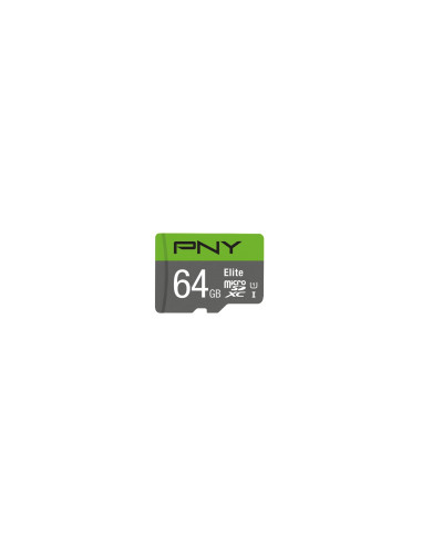 MEMORIA MICROSDXC PNY 64GB ELITE 100MB S VERDE GRIS P-SDUX64U185GW-GE