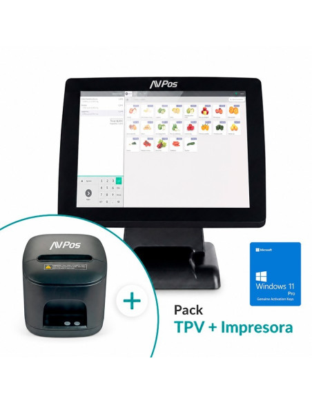 PACK TPV AVPOS K3000 15 I5/8GB/128GB/WIFI/BLUETOOTH/LAN 1000/W11P + TC15 USB