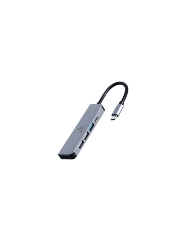 Gembird A-CM-COMBO5-03 base para portátil y replicador de puertos Alámbrico USB 3.2 Gen 1 (3.1 Gen 1) Type-C Plata