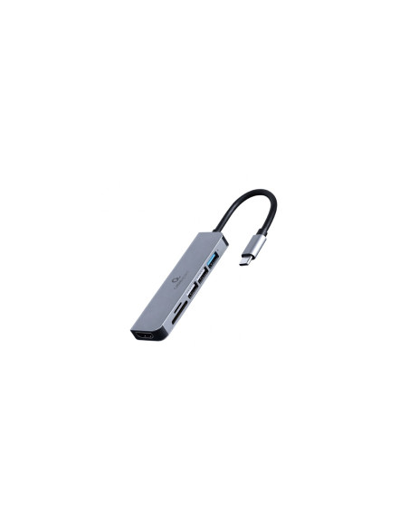 Gembird A-CM-COMBO6-02 base para portátil y replicador de puertos Alámbrico USB 3.2 Gen 1 (3.1 Gen 1) Type-C Gris