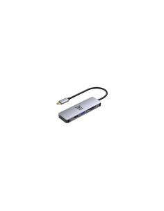 Maillon Technologique Premium MTHUB5 base para portátil y replicador de puertos USB 3.2 Gen 2 (3.1 Gen 2) Type-C Aluminio, Gris