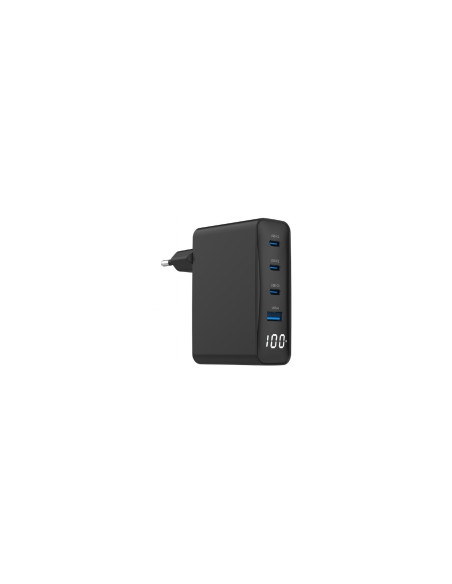 Gembird TA-UC-PDQC100LCD-01-BK cargador de dispositivo móvil Portátil, Smartphone Negro Corriente alterna Carga rápida Interior