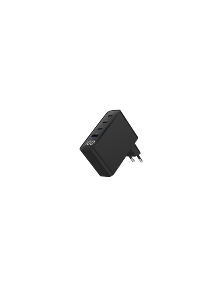 Gembird TA-UC-PDQC100LCD-01-BK cargador de dispositivo móvil Portátil, Smartphone Negro Corriente alterna Carga rápida Interior