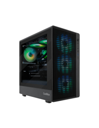 CoolBox GAMING CAJA MATX GM350 DARKFACE USB-C 3.2 GEN1 CRISTAL AHUMADO