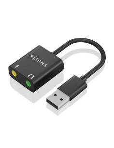 AISENS Conversor USB-A a Audio 48KHz, USB-A/M-2xJack 3.5/H, Negro, 10