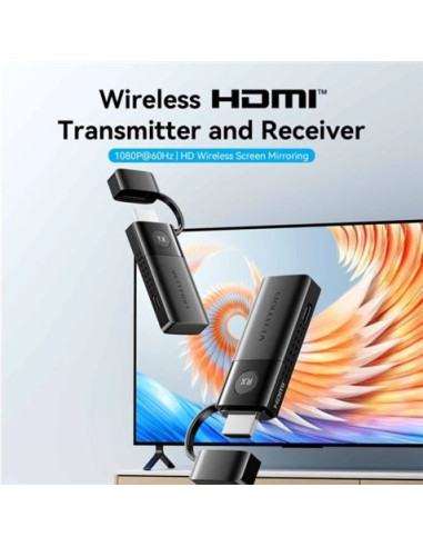 TRANSMISOR Y RECEPTOR HDMI INALAMBRICO FULL HD 50 METROS VENTION