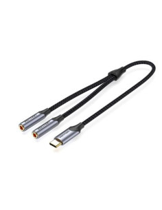 ADAPTADOR USB-C A 2 JACK 3.5 HEMBRA GRIS VENTION