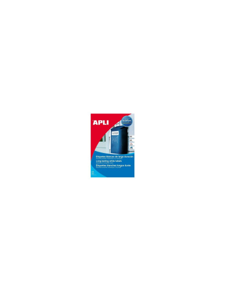 ETIQUETAS ADHESIVAS APLI BLANCAS POLIESTER LASER Y COPIER 20 HOJAS 160 ETIQUETAS 15087
