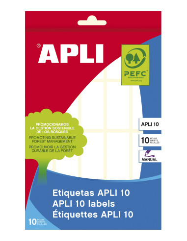 APLI 01641 etiqueta autoadhesiva Plaza Permanente Blanco 200 pieza(s)