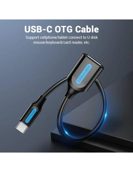 CABLE CONVERSOR VENTION USB-C/M - USB-A/H 15CM BLACK