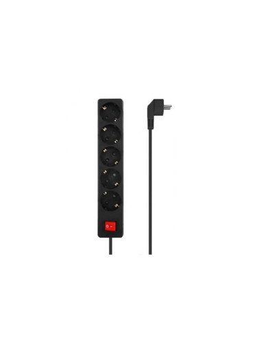 REGLETA AISENS 5 SCHUKOS PROTECCION INTERRUPTOR 1,4M BLACK