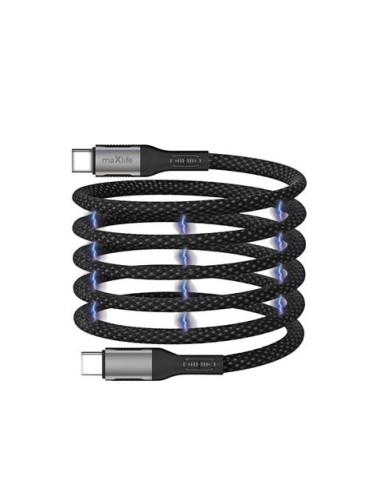 CABLE NYLON TIPO C A TIPO C MAGNETICO 100W 1M NEGRO MAXLIFE