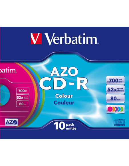 CD-R VERBATIM 10 UNIDADES 700MB 52x COLORES 43308