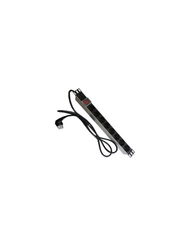 POWERGREEN RAC-00014-PDU PDU TIPO REGLETA DE ALUMINIO CON 8 TOMAS MAS INTERRUPTOR Y CABLE DE 2 M