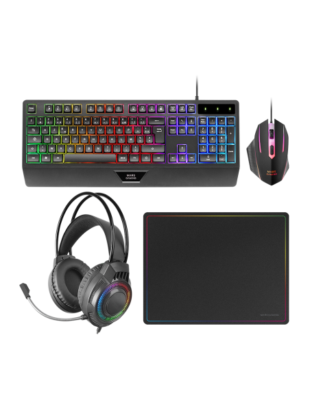 PACK MARS GAMING 4 EN 1 MCP124PRO TECLADO RGB H-MECH CON