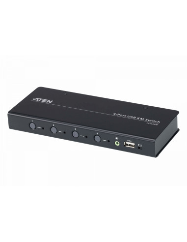 ATEN Switch KM USB de 4 puertos con Boundless Switching (cables