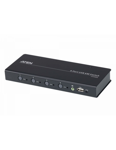 ATEN Switch KM USB de 4 puertos con Boundless Switching (cables