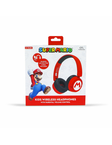 OTL Technologies Super Mario Auriculares Inalámbrico y alámbrico Diadema Música USB Tipo C Bluetooth Rojo, Negro