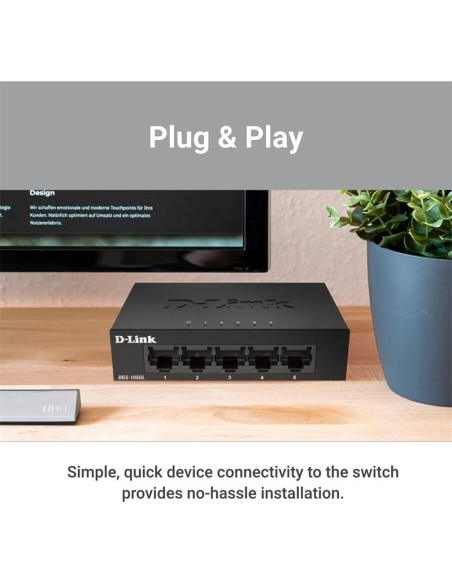SWITCH D-LINK GIGABIT 5 PUERTOS DGS-105L METALICO