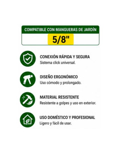 SET 4PCS BOQUILLA DE RIEGO + ADAPTADORES PARA MANGUERA 5/8\" SUNGARDEN 2