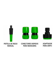 SET 4PCS BOQUILLA DE RIEGO + ADAPTADORES PARA MANGUERA 5/8\" SUNGARDEN 2