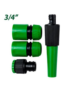 SET 4PCS BOQUILLA DE RIEGO + ADAPTADORES PARA MANGUERA 3/4\" SUNGARDEN 2