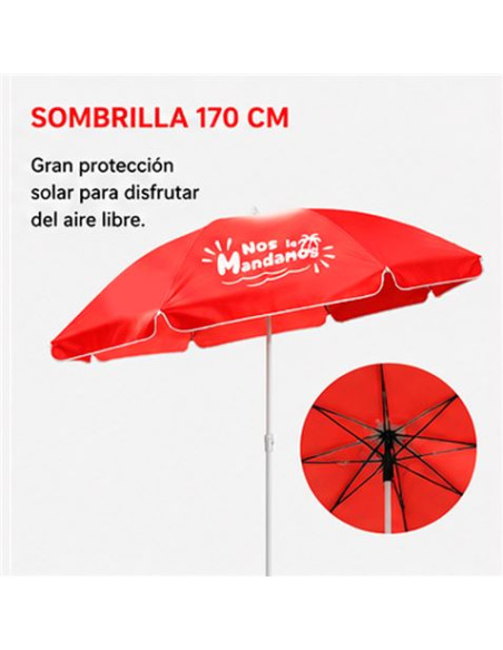 SILLA DOBLE PLEGABLE DE CAMPING CON NEVERA Y SOMBRILLA SUNGARDEN