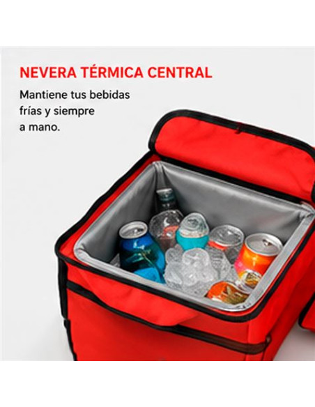 SILLA DOBLE PLEGABLE DE CAMPING CON NEVERA Y SOMBRILLA SUNGARDEN