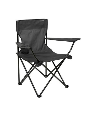 SILLA PLEGABLE DE CAMPING CON POSAVASOS GRIS OSCURO SUNGARDEN
