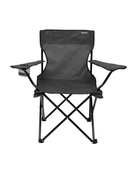SILLA PLEGABLE DE CAMPING CON POSAVASOS GRIS OSCURO SUNGARDEN
