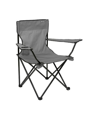 SILLA PLEGABLE DE CAMPING CON POSAVASOS GRIS SUNGARDEN