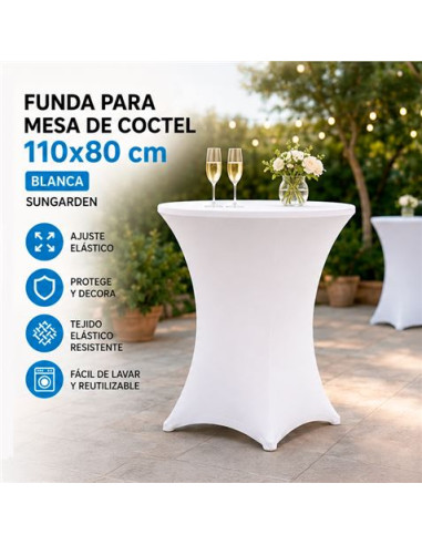 FUNDA PARA MESA DE COCTEL 110X80 BLANCA SUNGARDEN