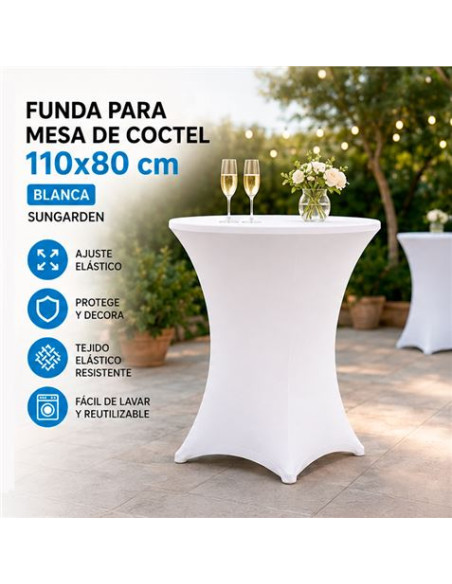 FUNDA PARA MESA DE COCTEL 110X80 BLANCA SUNGARDEN