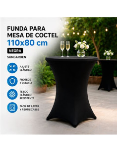 FUNDA PARA MESA DE COCTEL 110X80 NEGRA SUNGARDEN 2