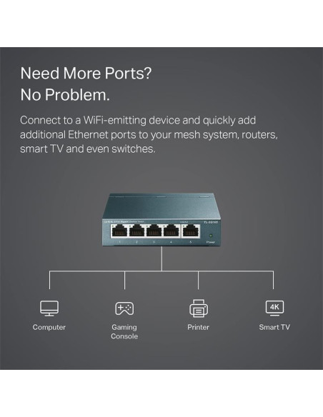 SWITCH TP-LINK TL-SG105S GIGABIT 5 PUERTOS METALICO