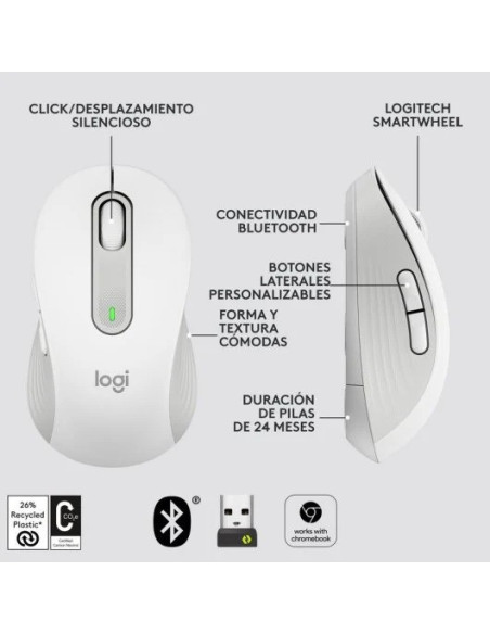 RATON LOGITECH SIGNATURE M650 L WIRELESS WHITE