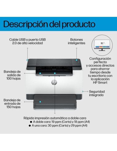 IMPRESORA HP LASER MONOCROMO LASERJET M209D DUPLEX WHITE