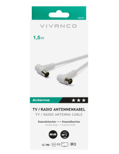 Vivanco 48/20 15WW cable coaxial macho a hembra 1.5m blanco 2