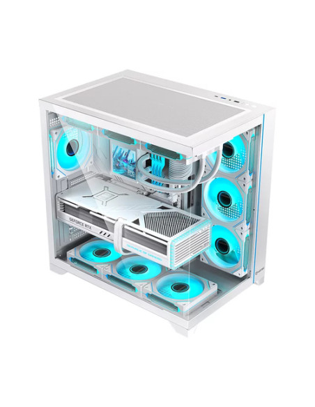 Hiditec H3 PRO Midi Tower Transparente, Blanco